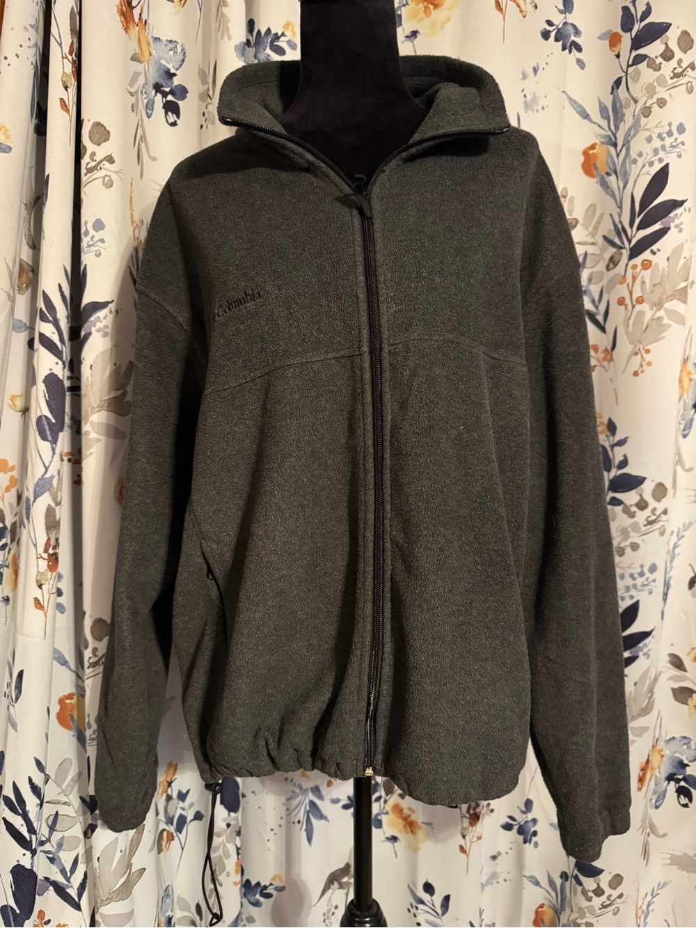 Columbia Men's Dark Gray Full-Zip Fleece Jacket Front Zip Pockets B12 Size XL